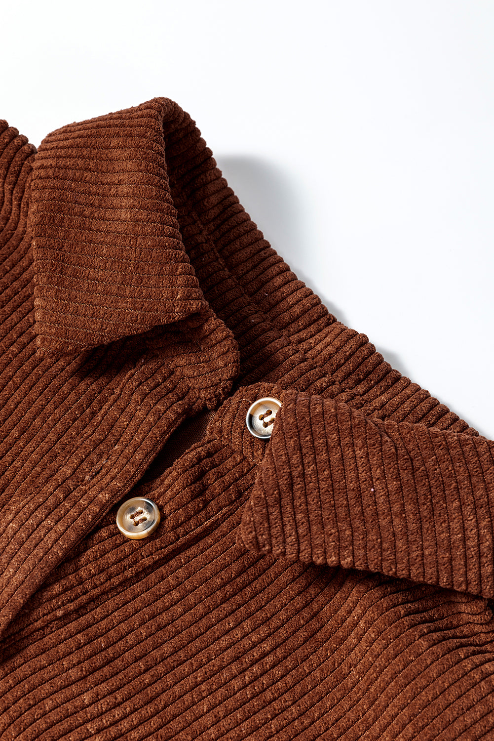 Coffee Textured Corduroy Puff Sleeve Shacket Jackets JT's Designer Fashion