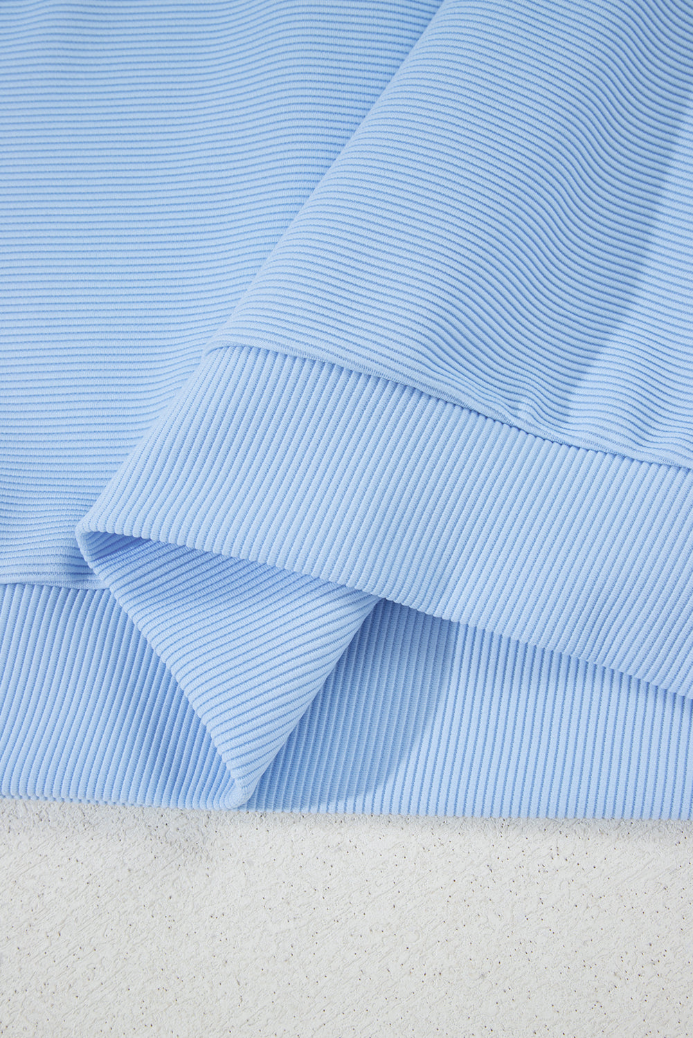 Beau Blue Ribbed Texture Half Zip Ruffled Short Sleeve Top and Shorts Set Short Sets JT's Designer Fashion