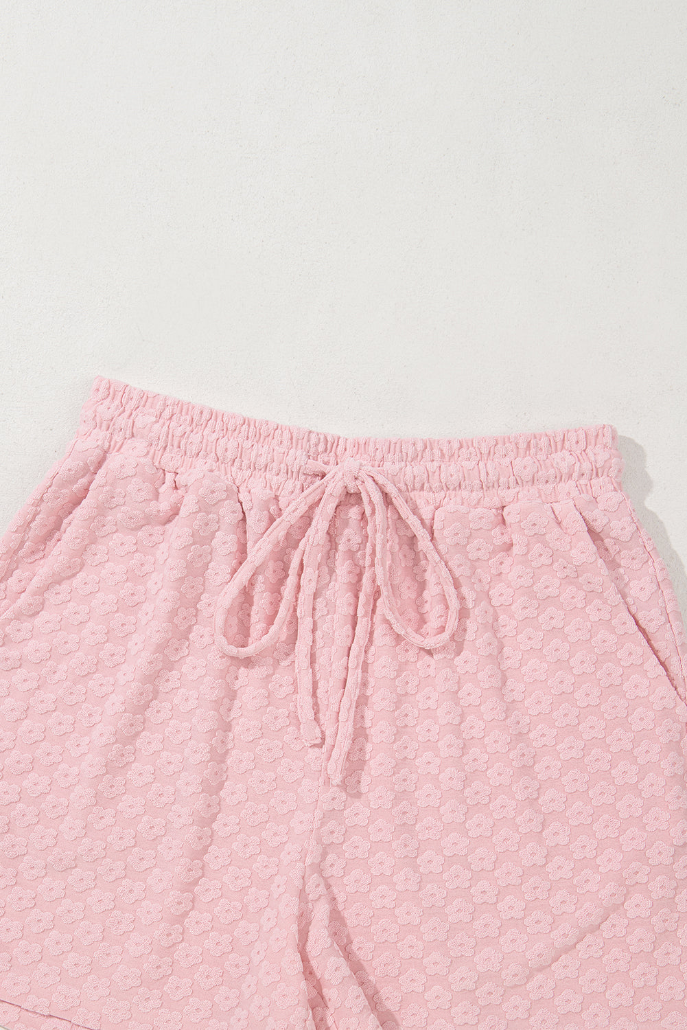 Coral Paradise Daisy Jacquard Textured Casual Short Set Short Sets JT's Designer Fashion