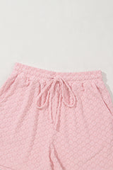 Coral Paradise Daisy Jacquard Textured Casual Short Set Short Sets JT's Designer Fashion