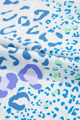 Sky Blue Leopard Print Short Sleeve V Neck Plus Size Top Plus Size Blouses & Shirts JT's Designer Fashion