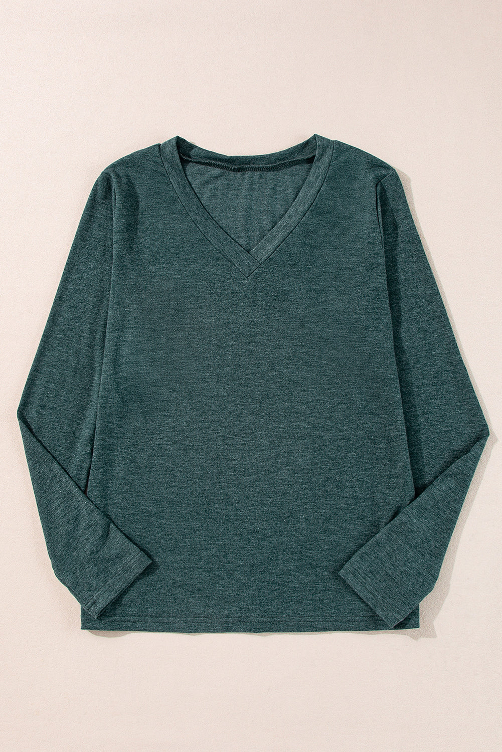 Mist Green Solid Color Long Sleeve V Neck Top Long Sleeve Tops JT's Designer Fashion