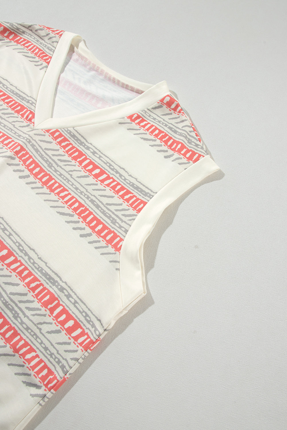 Beige Western Striped Print Casual Tank 2pcs Outfit Short Sets JT's Designer Fashion