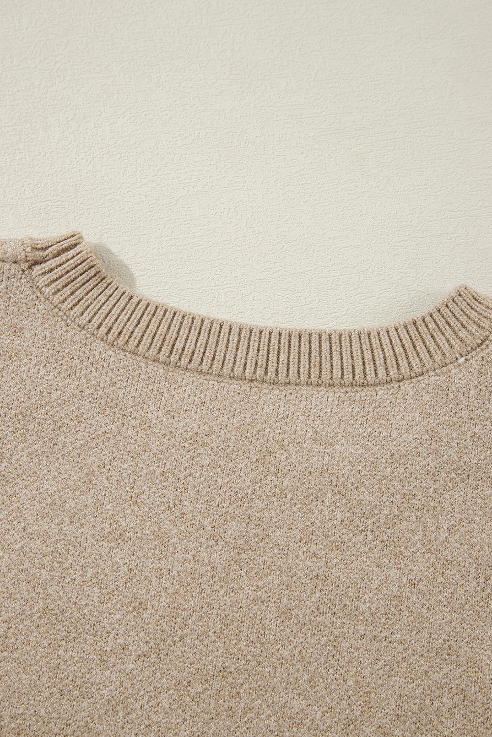 Parchment Flower Pattern Ribbed Trim Crew Neck Sweater Sweaters JT's Designer Fashion