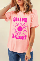Pink SHINE BRIGHT Graphic Casual Tee Graphic Tees JT's Designer Fashion