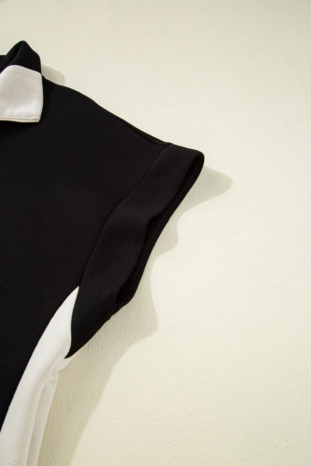 Black Contrast Zipped Stand Collared T Shirt and Short Set Short Sets JT's Designer Fashion
