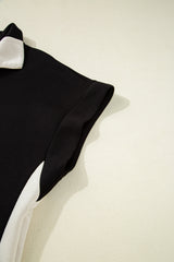 Black Contrast Zipped Stand Collared T Shirt and Short Set Short Sets JT's Designer Fashion