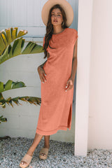 Carrot Mineral Wash Pocketed T-shirt Long Dress T Shirt Dresses JT's Designer Fashion