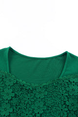 Green Lace Crochet V Neck Long Sleeve Top Long Sleeve Tops JT's Designer Fashion