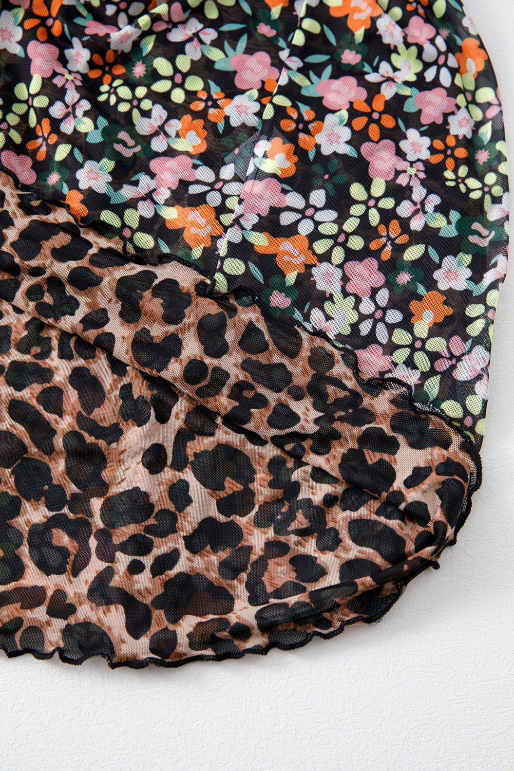 Brown Leopard Floral Reversible Ruffle Hem Maxi Skirt Skirts & Petticoat JT's Designer Fashion