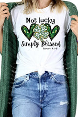 White Heart Leopard Clover Slogan Letters Graphic Tee Graphic Tees JT's Designer Fashion