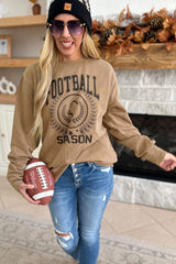 Khaki Rugby FOOTBALL SEASON Graphic Game Day Sweatshirt Graphic Sweatshirts JT's Designer Fashion