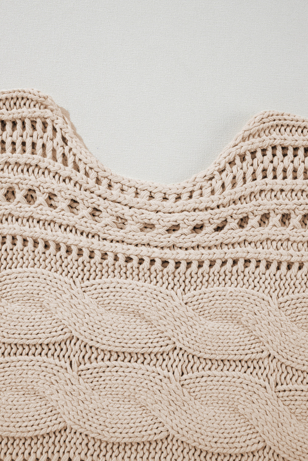 Smoke Gray Hollow-out Cable Knit Cropped Sweater Sweaters JT's Designer Fashion