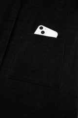 Black Corduroy Sleeveless Mini Dress With Patched Pockets Mini Dresses JT's Designer Fashion