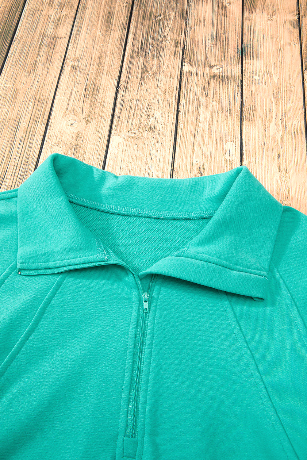 Aruba Blue Quarter Zip Stand Neck Kangaroo Pocket Sweatshirt Sweatshirts & Hoodies JT's Designer Fashion
