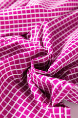 Pink Plaid Print Drawstring High Waist Wide Leg Casual Pants Pants & Culotte JT's Designer Fashion