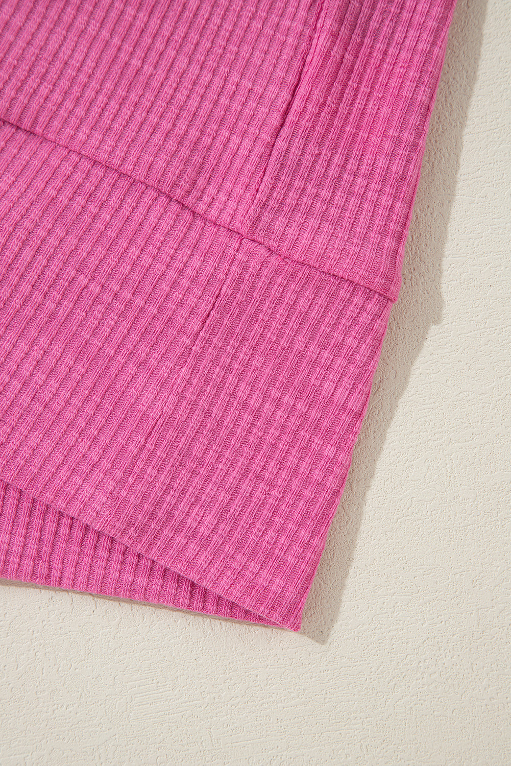 Bright Pink Textured Colorblock 3/4 Sleeve Oversize Top Long Sleeve Tops JT's Designer Fashion