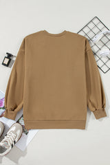 Camel Solid Fleece Lined Drop Shoulder High Low Sweatshirt Sweatshirts & Hoodies JT's Designer Fashion