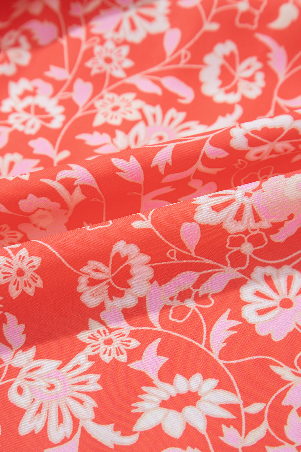 Red Floral Print Tasseled Tied Sleeve Empire Waist Maxi Dress Floral Dresses JT's Designer Fashion