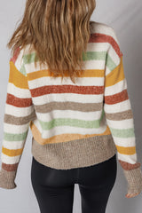 Multicolour Striped Colorblock Drop Shoulder Plus Size Sweater Plus Size Sweaters & Cardigans JT's Designer Fashion