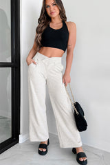 Light Grey Cross-Waist Wide Leg Lounge Pants Pants & Culotte JT's Designer Fashion