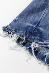 Ashleigh Blue Distressed Raw Hem Straight Leg High Waist Jeans Jeans JT's Designer Fashion