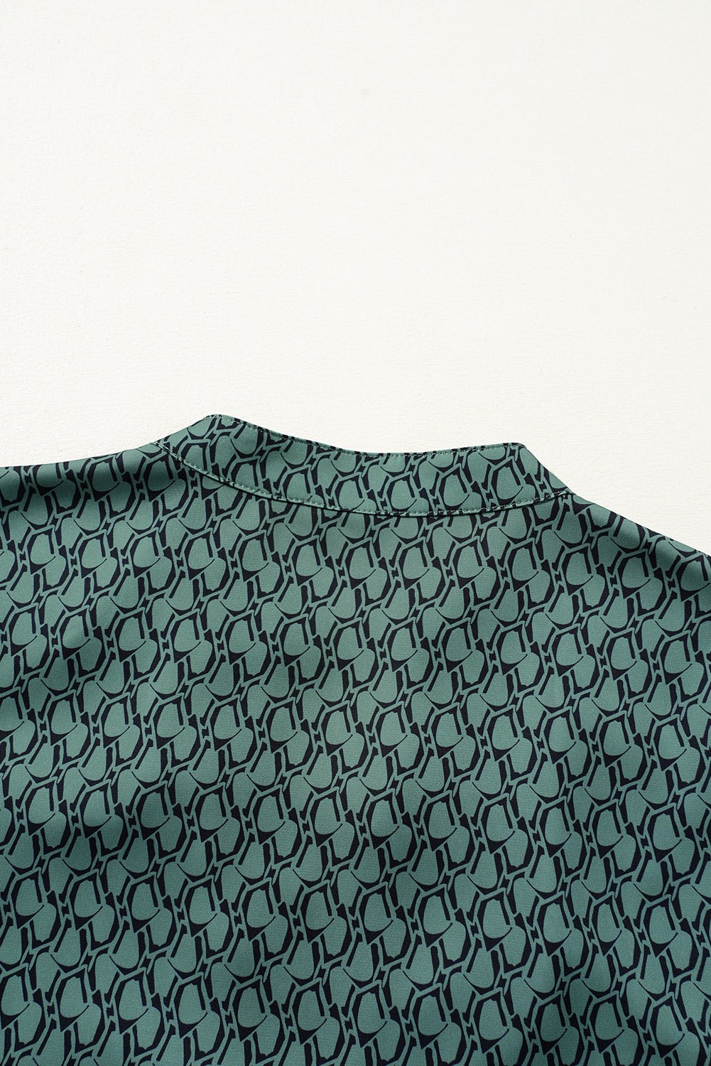 Green Geometric Print Notched Neck Puff Sleeve Blouse Blouses & Shirts JT's Designer Fashion