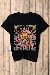 Black Always Keep Growing Butterfly Flower Crewneck Graphic Tee Graphic Tees JT's Designer Fashion