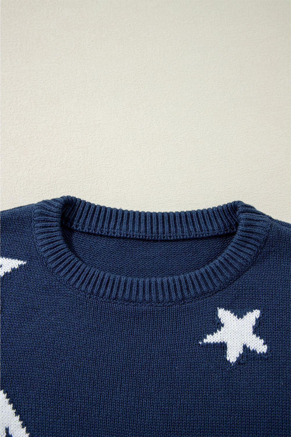 Sail Blue Star Pattern Drop Shoulder Knitted Sweater Sweaters JT's Designer Fashion