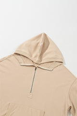 Parchment Solid Kangaroo Pocket Half Zipper Oversized Hoodie Sweatshirts & Hoodies JT's Designer Fashion