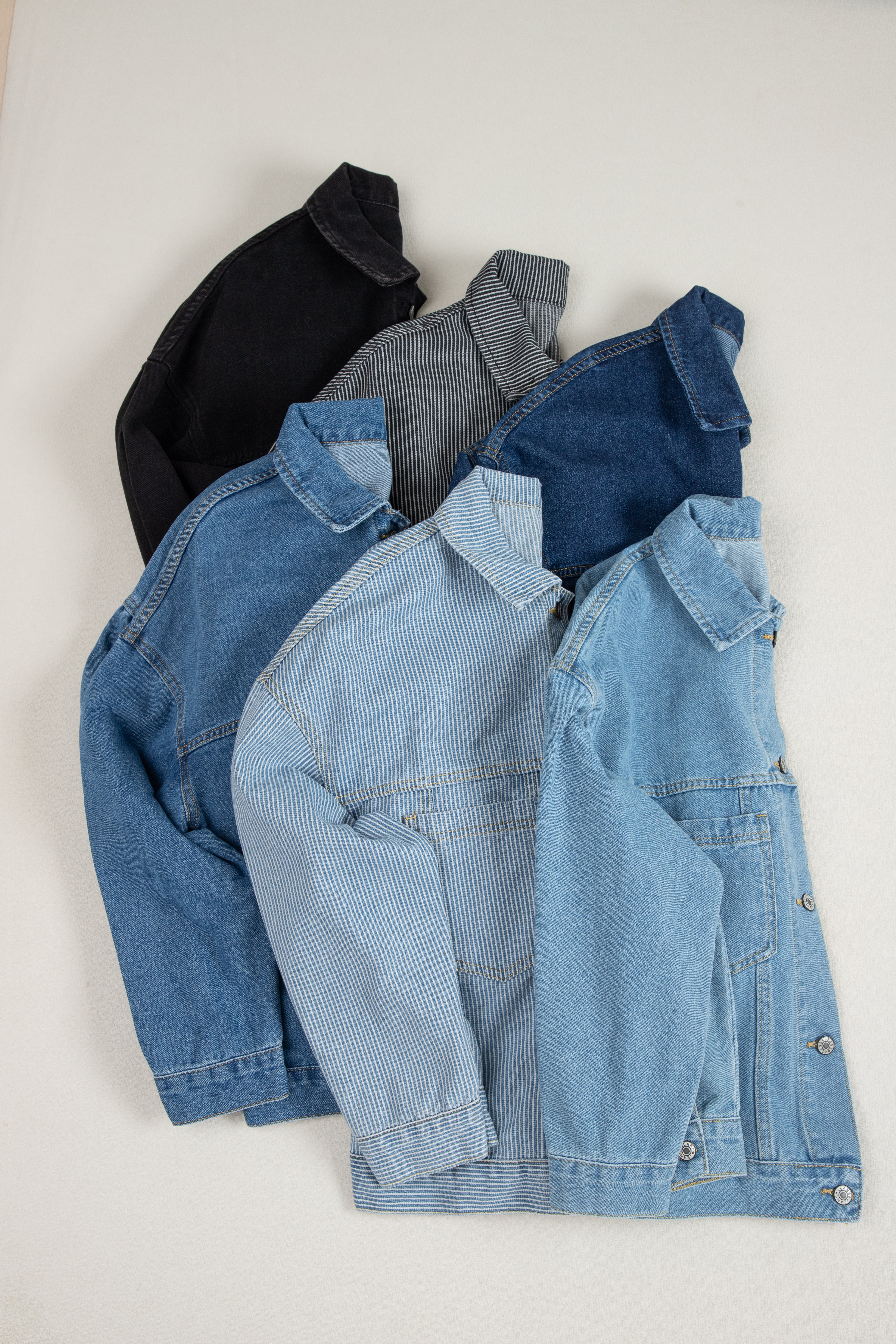 Black Washed Oversize Pocketed Denim Jacket Denim Jackets JT's Designer Fashion