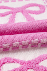 Pink Bow Knot Two Tone Checkered Crew Neck Sweater Sweaters JT's Designer Fashion