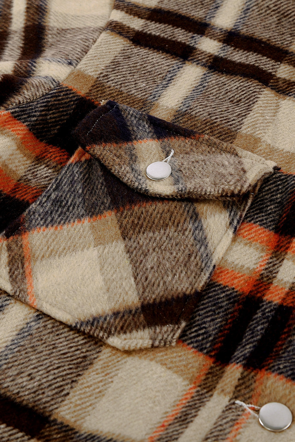 Orange Geometric Plaid Print Pocketed Shacket Plaid Shackets JT's Designer Fashion