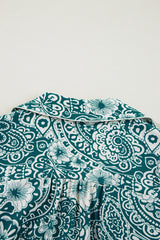 Green Floral Flounce Sleeve Split Neck Plus Size Dress Plus Size Mini Dresses JT's Designer Fashion