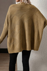 Camel Checkered Textured Batwing Sleeve Sweater Sweaters & Cardigans JT's Designer Fashion