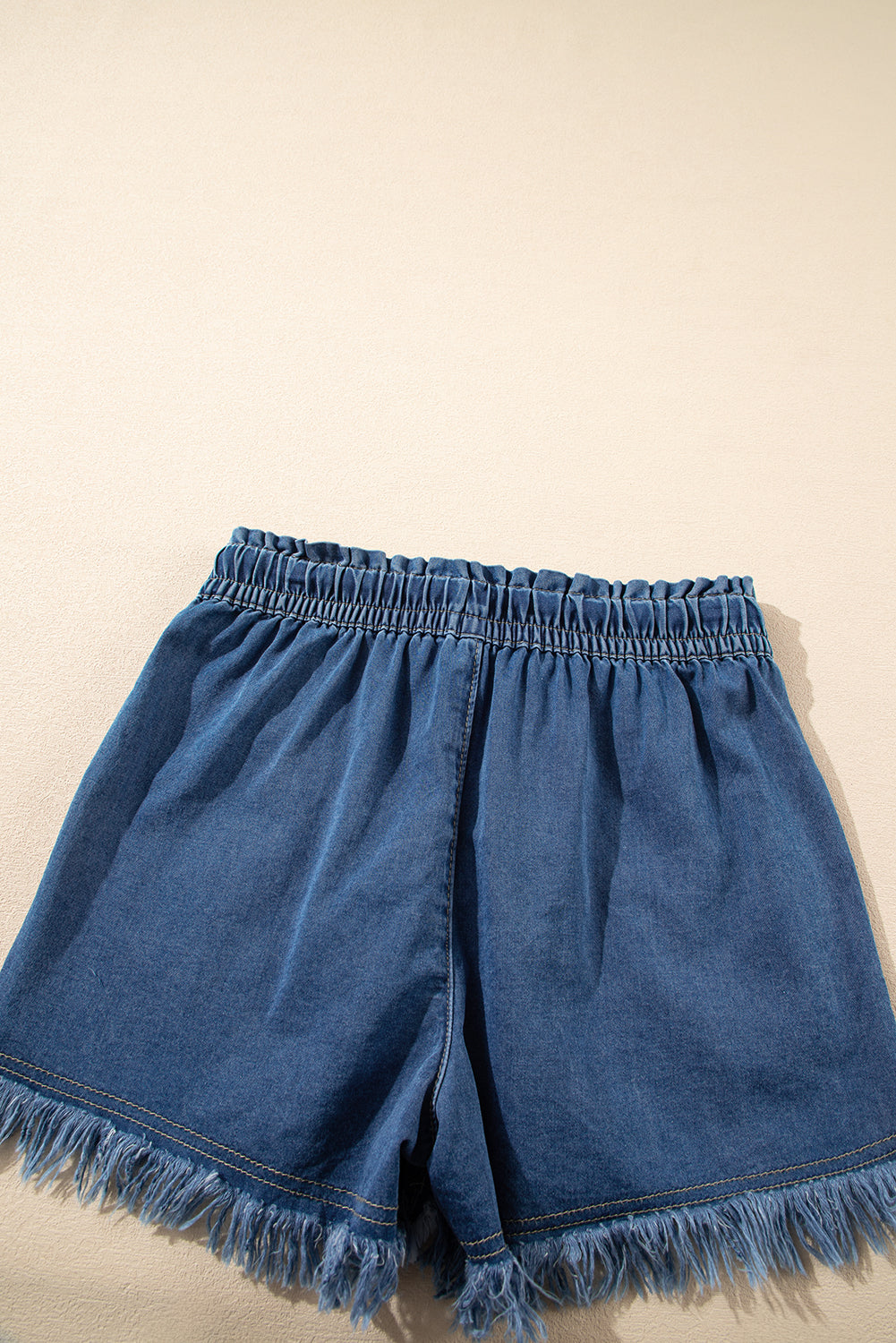 Ashleigh Blue Raw Hem Drawstring High Waist Denim Shorts with Pockets Denim Shorts JT's Designer Fashion