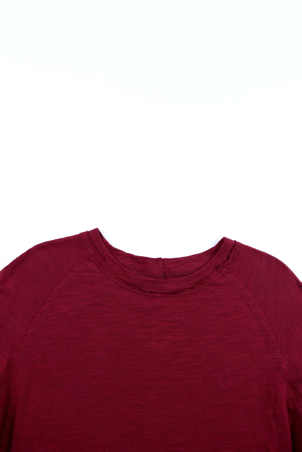 Fiery Red Solid Crew Neck Long Sleeve Top Long Sleeve Tops JT's Designer Fashion
