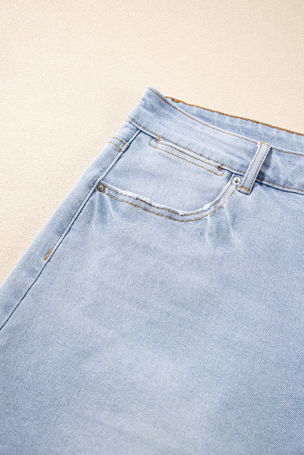 Beau Blue Folded Edge High Waist Plus Size Denim Shorts Plus Size Bottoms JT's Designer Fashion