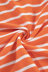 Orange Stripe Color Block Loose Fit Collared Drop Shoulder Sweatshirt Sweatshirts & Hoodies JT's Designer Fashion