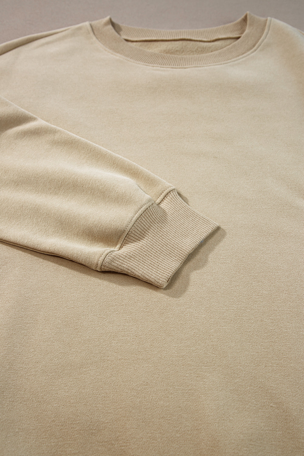Parchment Solid Loose Crew Neck Fleece Sweatshirt Sweatshirts & Hoodies JT's Designer Fashion