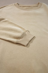 Parchment Solid Loose Crew Neck Fleece Sweatshirt Sweatshirts & Hoodies JT's Designer Fashion