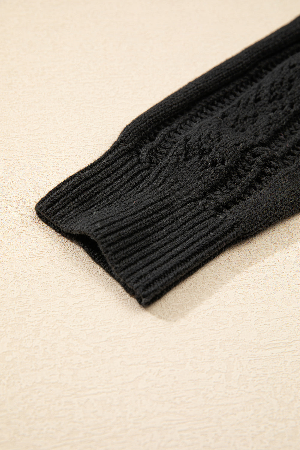 Black Open Knit Drop Shoulder Sweater Cardigan Cardigans JT's Designer Fashion