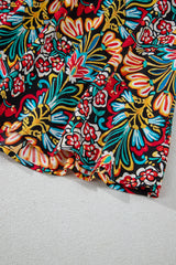 Black Boho Floral Print Thin Straps Sleeveless High Waist Maxi Dress Floral Dresses JT's Designer Fashion