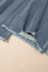 Dusk Blue Vintage Light Wash Ripped Raw Edge Flare Jeans Jeans JT's Designer Fashion