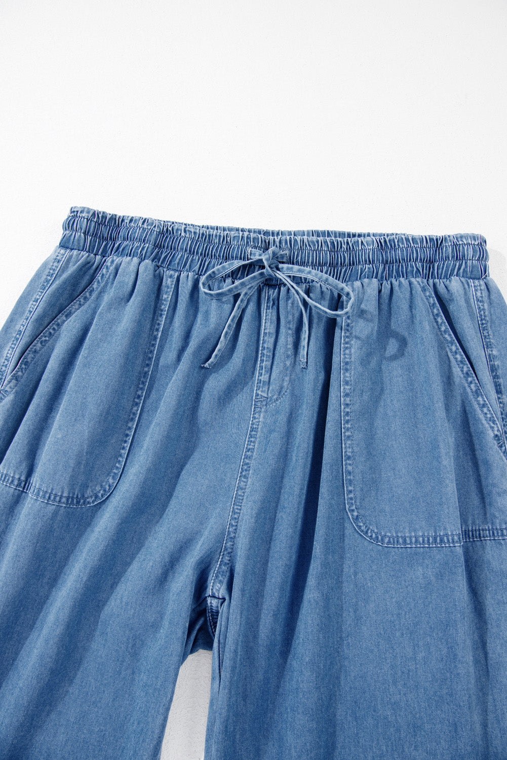 Dusk Blue Drawstring Waist Pocketed Plus Size Denim Joggers Plus Size Bottoms JT's Designer Fashion