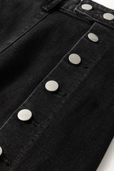 Black Button Fly Side Split High Waist Denim Midi Skirt Skirts & Petticoat JT's Designer Fashion