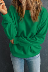 Dark Green Solid Classic Crewneck Pullover Sweatshirt Sweatshirts & Hoodies JT's Designer Fashion