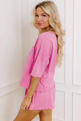Sachet Pink Loose Fit Half Sleeve T Shirt and High Waist Skirt Set Two Piece Dresses JT's Designer Fashion