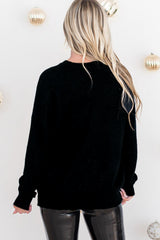 Black Tinsel Merry and Bright Graphic Christmas Sweater Sweaters JT's Designer Fashion