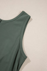 Vineyard Green Buttoned Drawstring Waist Sleeveless Wide Leg Jumpsuit Jumpsuits & Rompers JT's Designer Fashion